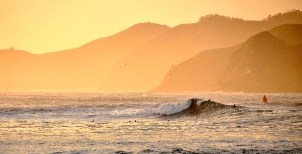 Surfing under Golden Gate